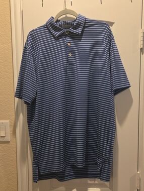 Peter Millar Navy Striped Polo